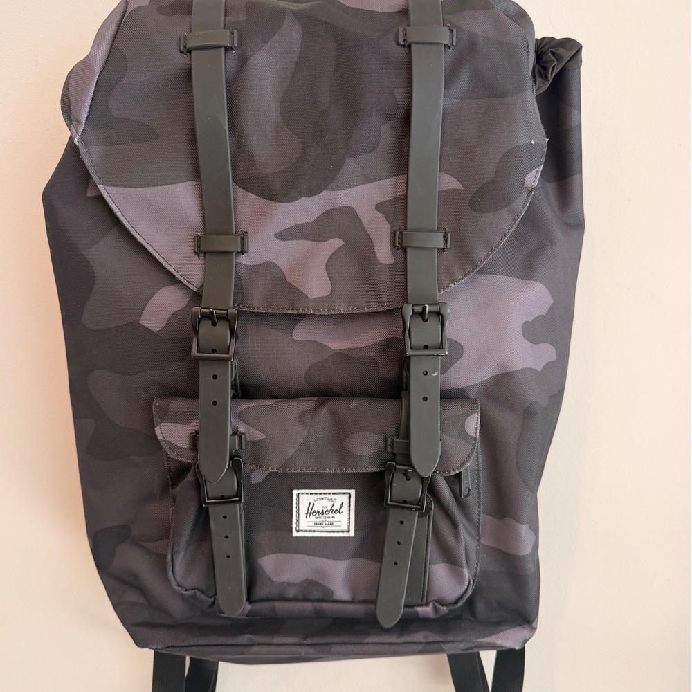 Herschel Little America Mid Volume Backpack Black Camo Rucksack Laptop Bag